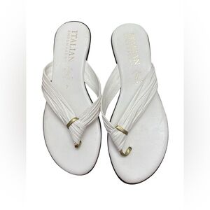 Italian Shoemakers White Sandals with Crisscross Straps